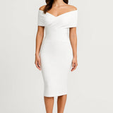 Elegante Bodycon Midi Jurk met Off Shoulder Design