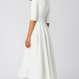 Midi Jurk Dames - V-hals met Driekwart Mouwen | Elegant