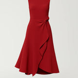 Elegante Asymmetrische Midi Jurk met Taille Detail