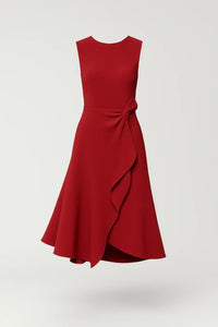 Elegante Asymmetrische Midi Jurk met Taille Detail