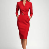 Dames Blazer Jurk Met Tailleceintuur