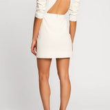 Witte Elegante Mini Jurk met Pofmouwen