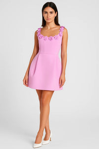 Elegante Mini Jurk met Kant Detail en Aansluitende Pasvorm