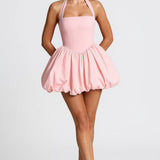 Mini Jurk Dames - Halter Neck met Volumineuze Bolrok | Chique