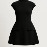 Mini Jurk Dames - Opstaande Kraag met A-lijn Silhouet | Chique