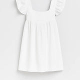 Witte Mini Jurk met Ruffle Mouwen en Losse Pasvorm