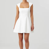 Witte Elegante Skater Mini Jurk