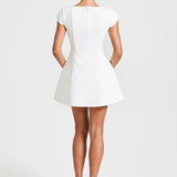 Witte Elegante Skater Mini Jurk