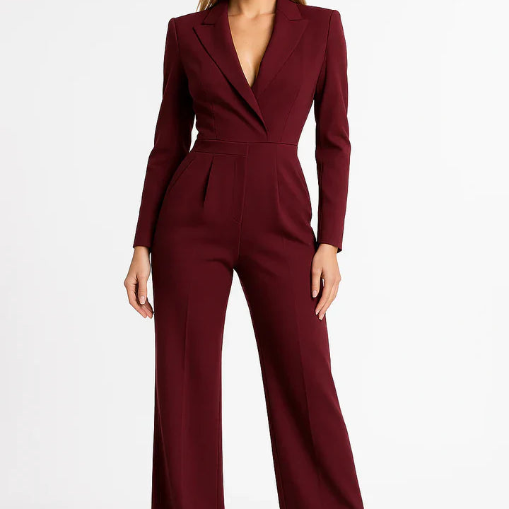 ZAAN Original | Luxe Blazer Jumpsuit met V-hals en Wide-leg Pasvorm