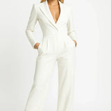 ZAAN Original | Luxe Blazer Jumpsuit met V-hals en Wide-leg Pasvorm