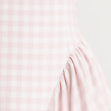 Elegante Strapless Midi Jurk met A Lijn en Ruitpatroon