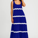 Elegante Maxi Jurk met Strepen en Mouwloos Design
