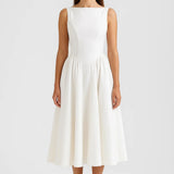 Witte Midi Jurk met Open Rug