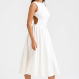 Witte Midi Jurk met Open Rug