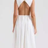 Witte Midi Jurk met Open Rug