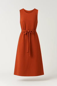 Elegante Mouwloze Midi Jurk met Tailleband