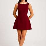 Dames Mouwloze Mini Jurk Met Open Rug