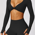 Livia | Langarm-Crop-Top met Twist-Detail