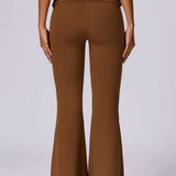 Hoge taille flared broek in mokka-bruin