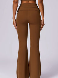 Hoge taille flared broek in mokka-bruin