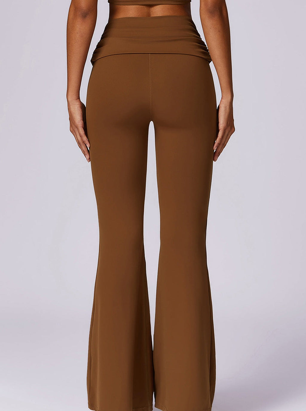 Hoge taille flared broek in mokka-bruin