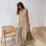Twee-delig Set met Vest & Wijde Broek – Modern, Luchtig & Slim