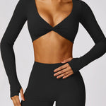 Livia | Langarm-Crop-Top met Twist-Detail