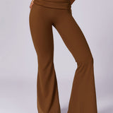 Hoge taille flared broek in mokka-bruin