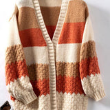 Gebreide™ Gestreepte Cardigan | Acryl | Kleurrijk en Gezellig