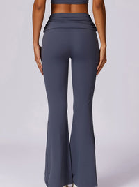 Amira | Donkerblauwe High-Waist Flare Leggings met Vouwband