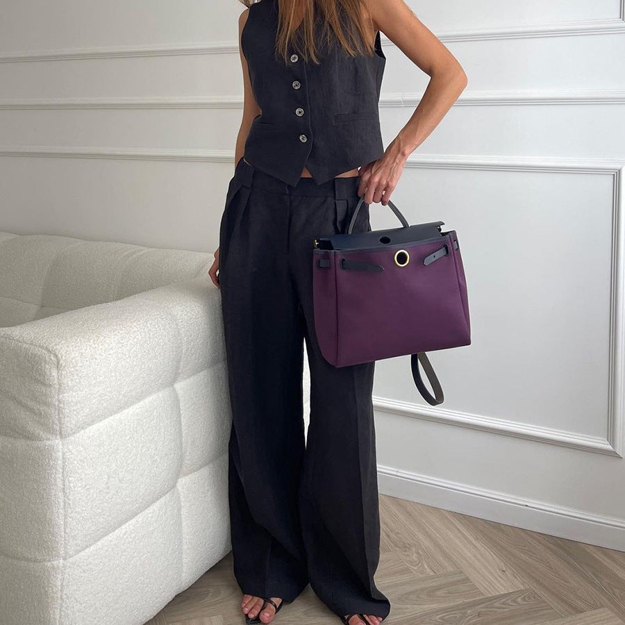Twee-delig Set met Vest & Wijde Broek – Modern, Luchtig & Slim