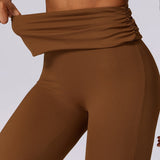 Hoge taille flared broek in mokka-bruin