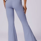 Liana | Lichtblauwe High-Waist Flare Leggings met Vouwband