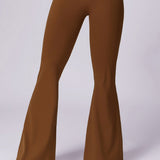 Hoge taille flared broek in mokka-bruin