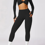 Livia | Langarm-Crop-Top met Twist-Detail