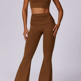 Hoge taille flared broek in mokka-bruin