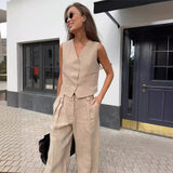 Twee-delig Set met Vest & Wijde Broek – Modern, Luchtig & Slim