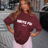 Offstage Oversized T-shirt Rode Fluweel – Gedurfd, Comfortabel en Moeiteloos Stijlvol