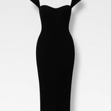 Elegante Bodycon Midi Jurk met Off Shoulder Halslijn