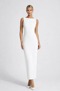 Witte Elegante Maxi Jurk met Open Rug