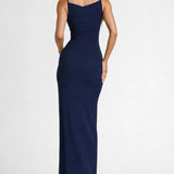 Elegante Maxi Jurk met Split en Aansluitende Pasvorm