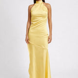 Gele Elegante Halter Maxi Jurk