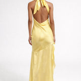 Gele Elegante Halter Maxi Jurk