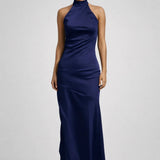 Gele Elegante Halter Maxi Jurk