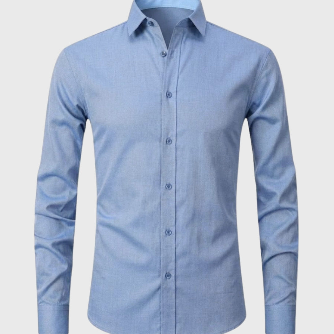 Heren Slim Fit Overhemd met Lange Mouwen en Stretch