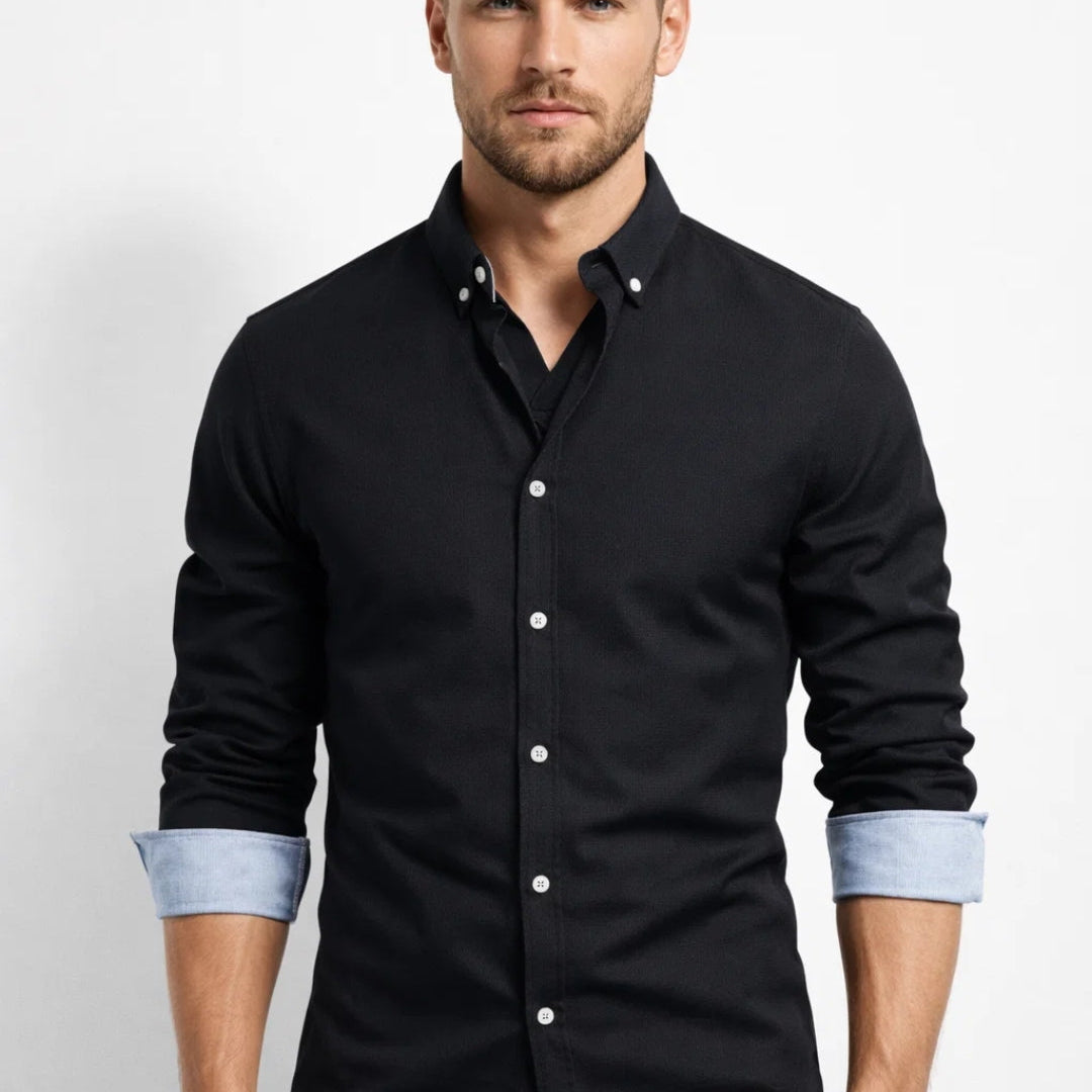 Overhemd Heren - Slim Fit Button-Down met Contrastmanchet | Casual