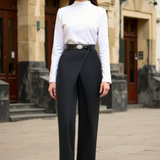 Elena | Elegante Hoge Taille Broek met Wikkeldetail
