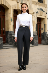 Elena | Elegante Hoge Taille Broek met Wikkeldetail