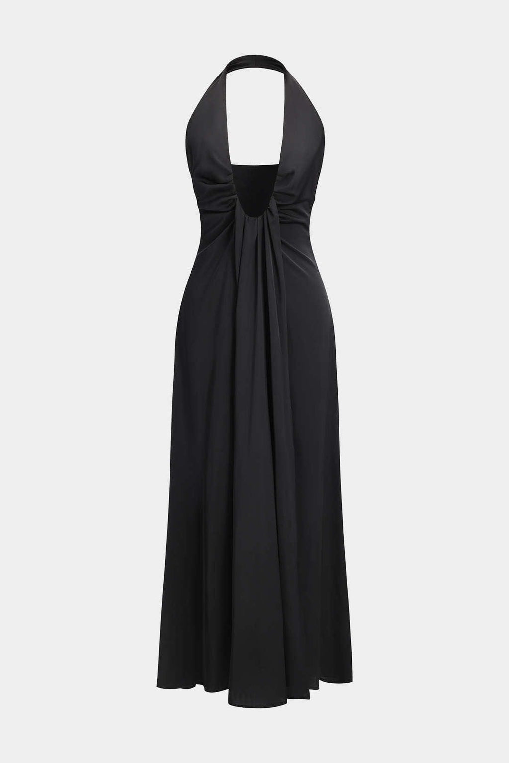 Amelia | Zwart Elegante Halterneck-Maxijurk – Tijdloze Avond-Elegantie