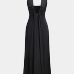 Amelia | Zwart Elegante Halterneck-Maxijurk – Tijdloze Avond-Elegantie